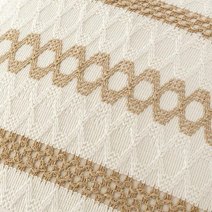 MIULEE Set of 2 Neutral Boho Decorative Pillow Covers 20x20 Inch | Farmhouse Couch Throw Pillows, Modern Spring Cotton Cushion Covers, Macrame Woven Home Decor for Bed Sofa Chair