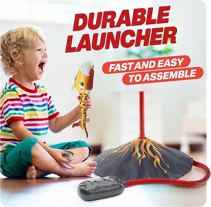 Dinosaur Toy Rocket Launcher for Kids - Toys for Kids 3-5 5-7 4-6 - Outdoor Toys for Kid Ages 4-8 - 3 4 Year Old Boy Birthday Gift - Gifts for Boys Age 3 4 5 6 Years - Outside Toy for Toddlers
