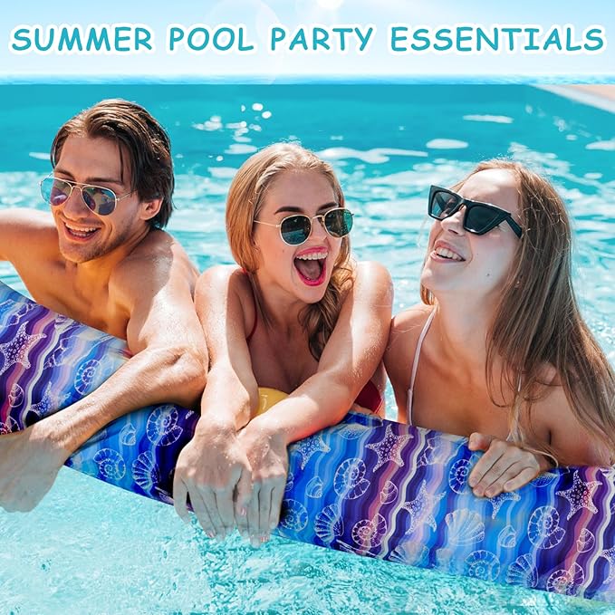 Inflatable Swimming Pool Noodle, 2 Pack Soft Fabric Quick Drying Covered Large Pool Floats Noodles, Premium Buoyancy Swim PoolFloats with Portable Storage Bag for Pool Party Toy