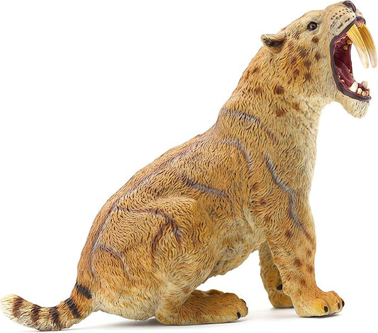 Gemini&Genius Smilodon Action Figure Toy, Saber-Toothed Tiger Wild Animal Model Toy, Beautiful and Accurate Sculptures of Tiger Animal Figure, Gift, Collection, Display & Play for Kids Collectors