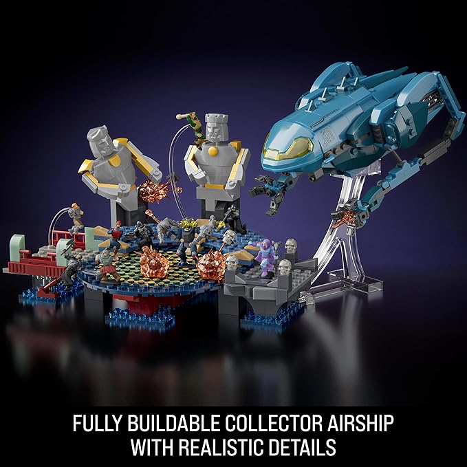 Mattel Brick Shop Masters of the Universe Building Set, Attack of the Collector with 593 Pieces and 12 Figures, Adult Collectors and Ages 13+