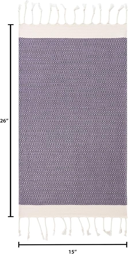 BAY LAUREL Turkish Hand Towel – Pack of 2 | Soft & Absorbent Decorative Towels for Bathroom, Hand, Face, Hair, Gym, Yoga, SPA, Kitchen & Tea | Boho Decor (Purple, Diamond 15x26 Inches (Set of 2)
