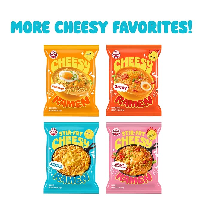 OTOKI Cheesy Ramen Noodles, Mac & Cheese Meets Ramen, Cheddar & Mascarpone Flavor, Korean Instant Ramen, 3.88 oz Pack of 4