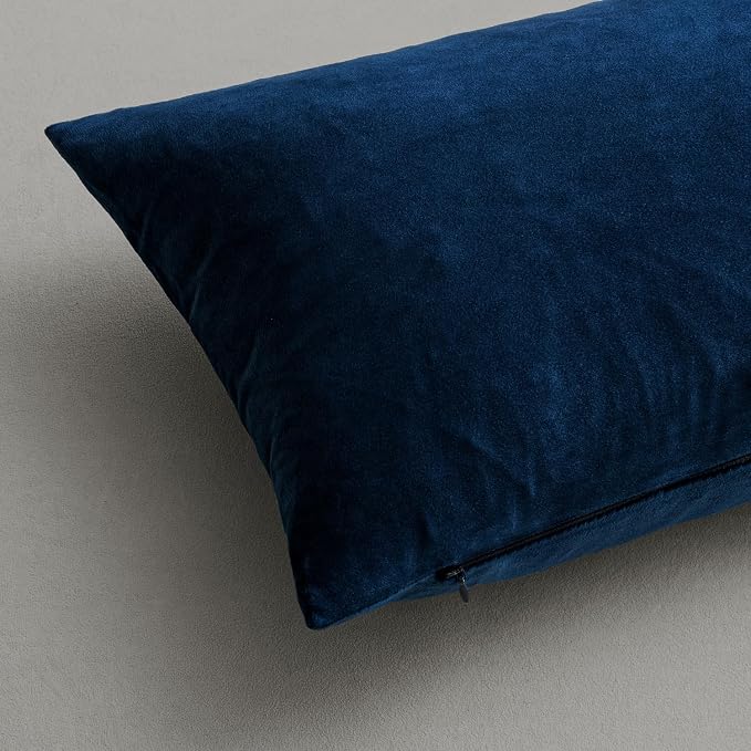 MIULEE Pack of 2 Velvet Pillow Covers Decorative Square Pillowcase Soft Solid Cushion Case for Spring Sofa Bedroom Car 26x26 Inch Dark Blue | Soft Solid Decorative Euro Sham, Modern Luxury Home Decor, for King Bed Sofa Couch Bedroom Livingroom