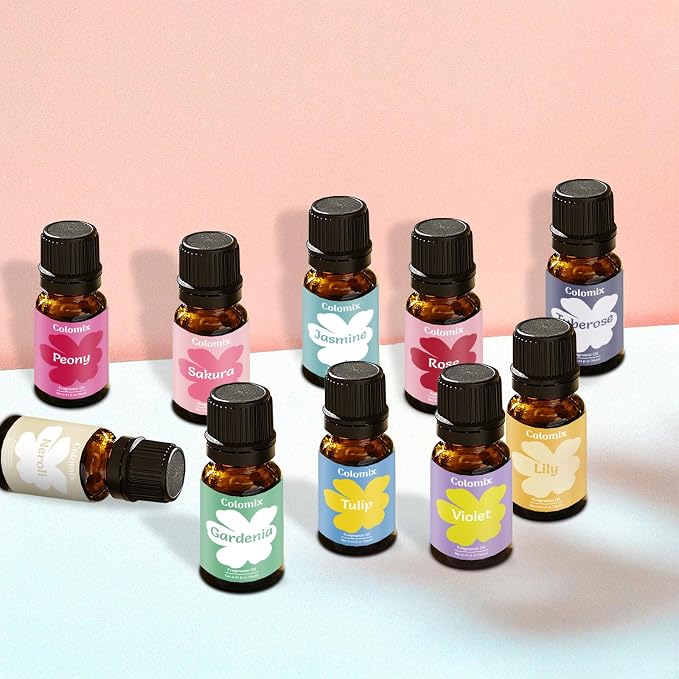 Floral Fragrance Oil Gift Set, Top 10 Scented Essential Oils for Diffusers for Home- Jasmine, Sakura, Rose Oil & More Diffuser Oil Scents, Long Lasting Scented Oils for Soap Candle Making, 10ml x 10