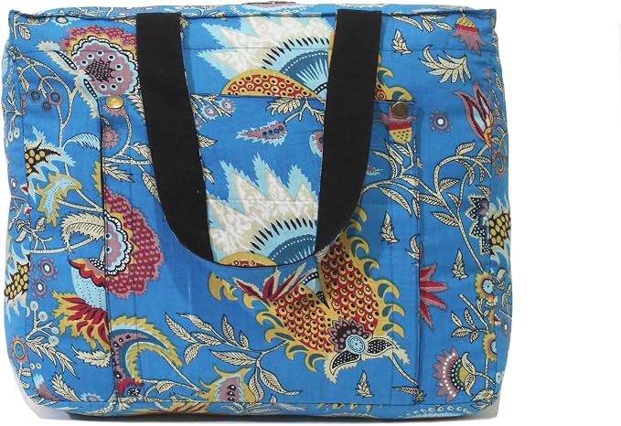 INDIAN CRAFT CASTLE Tote Bag with Yoga Mat Carrier Pocket Carryall Shoulder Bag for Office, Workout, Pilates, Travel, Beach and Gym