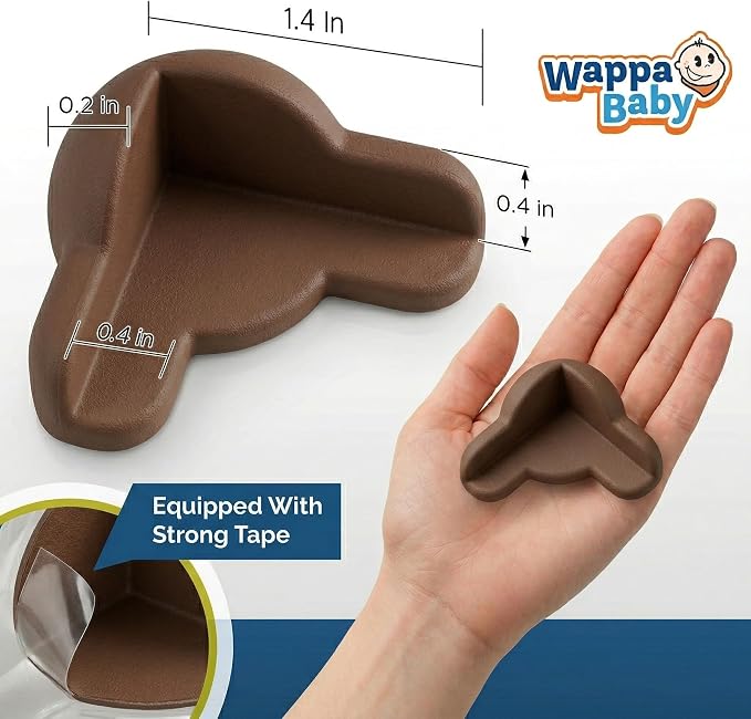 Silicone Corner Protectors for Baby Proofing – Soft Adhesive Corner Guards for Tables & Furniture, Child Safety Edge & Corner Bumpers. Protects Toddlers from Sharp Edges (12 Pack/Brown)