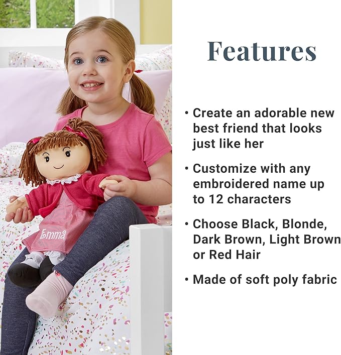 Let's Make Memories Personalized Rag Doll - Mini-Me Doll - Doll for Girls - Toy for Girls - Red Hair