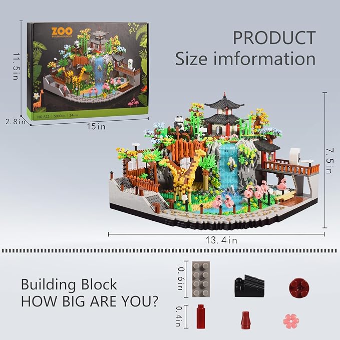 Animal Zoo Micro Mini Building Blocks Model Set with Giraffe Panda Flamingo, Creative Animal World Toys Gifts for Adult and Age of 14+ 5000PCS