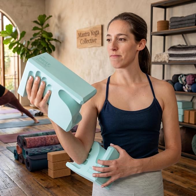 WRISTBuddy® Hand-Shaped Ergonomic Yoga Blocks for Optimal Wrist Support During Yoga, Pilates, Pushups, Planks, and Handstands - Patented Non Slip Blocks for Enhanced Stability and Comfort.