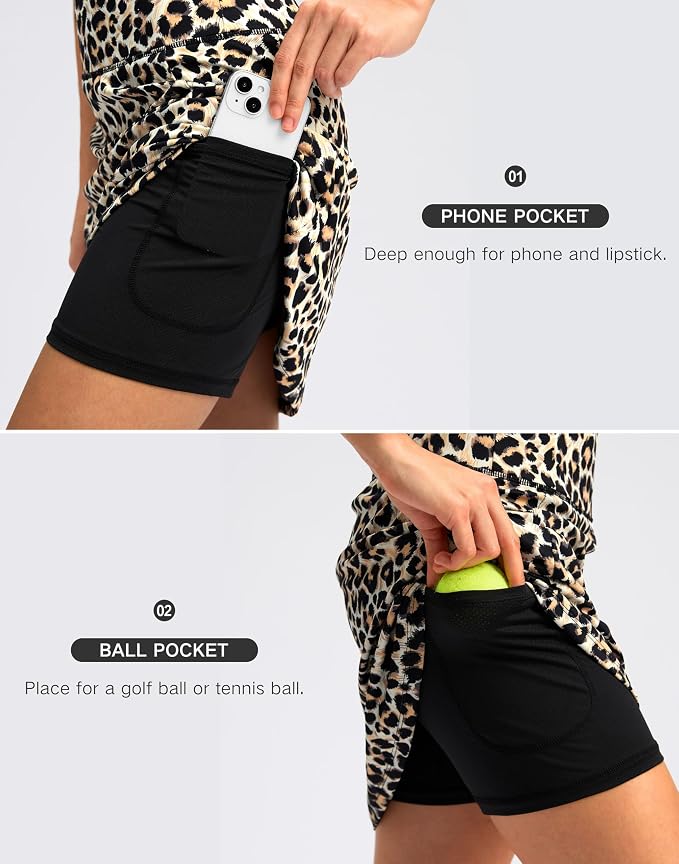 Women's 18" Skorts with 4 Side Pockets High Waisted Long Golf Skirt | Soft, Lightweight, Stretch, Breathable, Mesh Built-in Shorts, Athletic, Tennis, Dressy, Casual