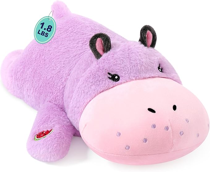 Onsoyours Original Weighted Hippo Stuffed Animals - 13.8"|1.8lbs Comfort Hippopotamus Plush, Soft Cute Hugging Plushies Toys Gifts for Kids & Adults