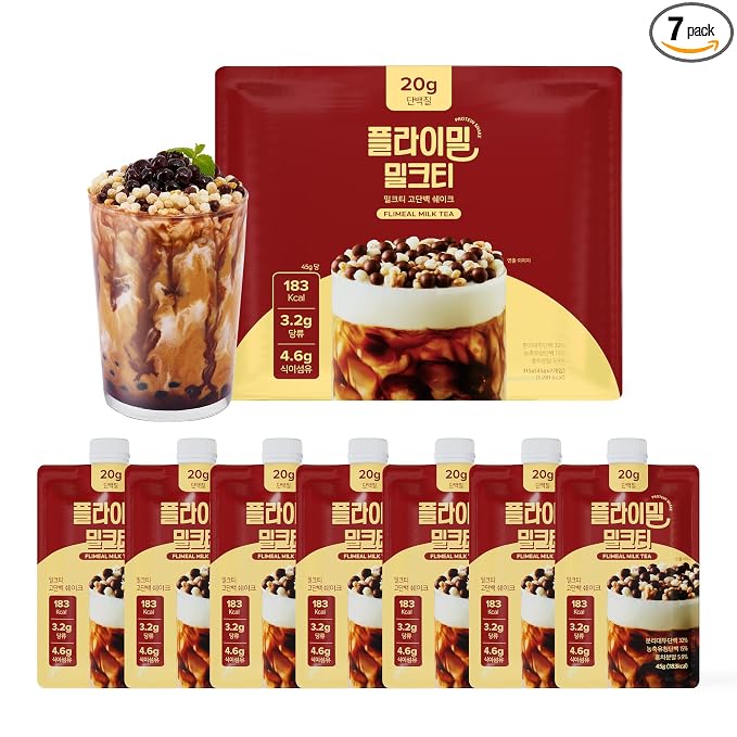 Flimeal Milk Tea Protein Shake, With Crunchy Protein Balls, Protein Smoothie Powder - 20g Protein, Low Sugar, Keto-Friendly Meal Replacement Shake, 1.59oz, 7packs 7 Servings (7 Packs X 1.59 oz)