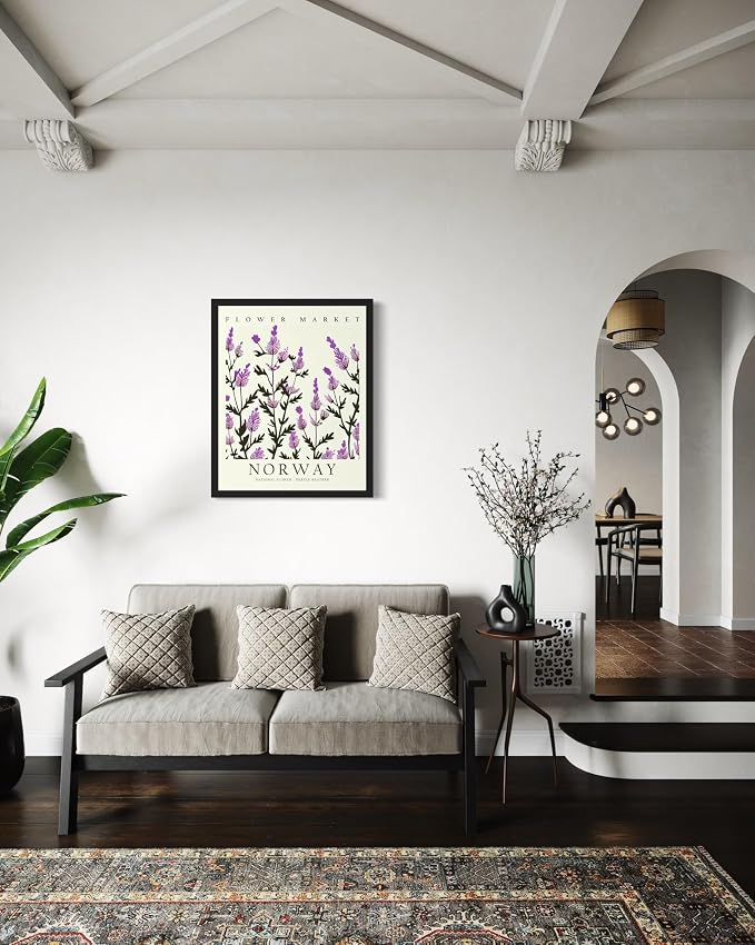 Norway, Purple Heather Art Print Poster, Flower Market Wall Art, Floral Artwork Decor for Bedroom, Kitchen, Bathroom, Livingroom Decoration 52 (Norway, Purple Heather, 36"L x 24"W, Unframed)