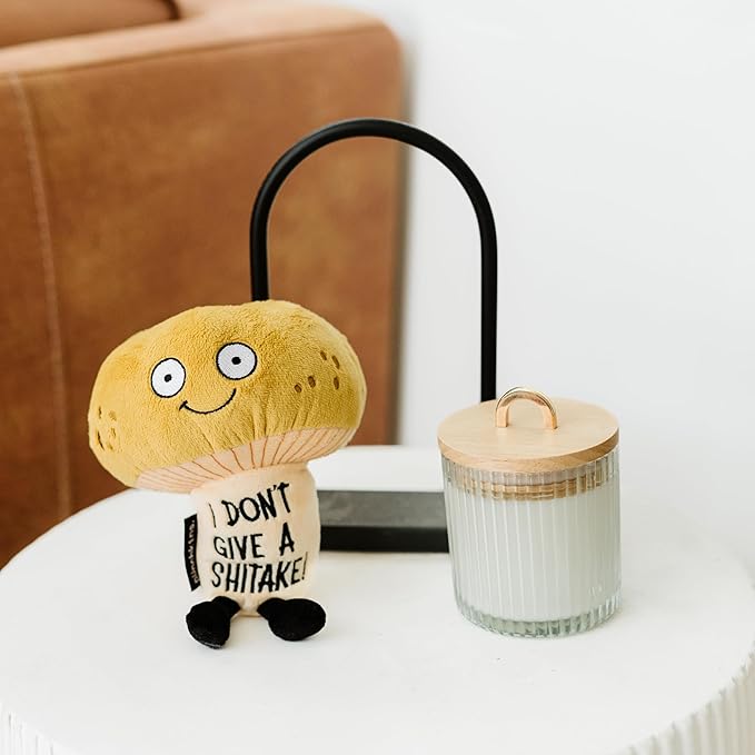Punchkins Mushroom Plushie - I Don't Give A Shitake Sassy Mushroom Plush, Gift for Food Lovers, Funny Food Plush Toy for Gifting