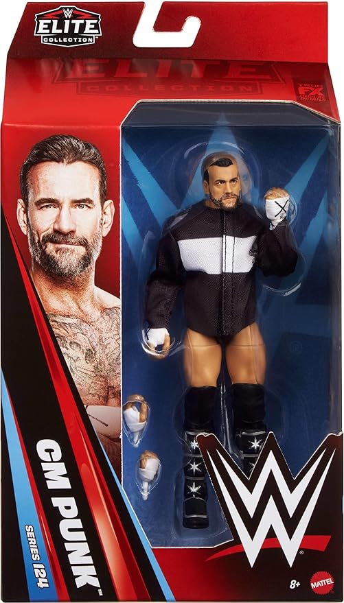 Mattel WWE Elite Action Figure & Accessories, Series #124 Set, 6-inch Collectible CM Punk with 25 Articulation Points & Swappable Hands