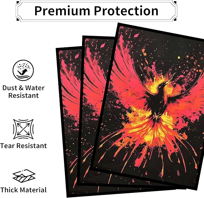 MTG Card Sleeves, Ultra Clear Front & Matte Finish Back, 100 Count Standard Size Matte Art Sleeve for Magic The Gathering (Phoenix)