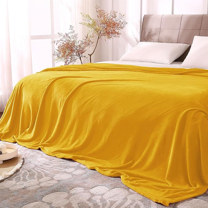 BEDELITE Fleece Blanket Soft Plush King Size Bed Blanket Yellow 108"x90" | Ultra Soft Fleece, Plush Microfiber, Lightweight Warmth, All Season Comfort, Fade Resistant, Machine Washable