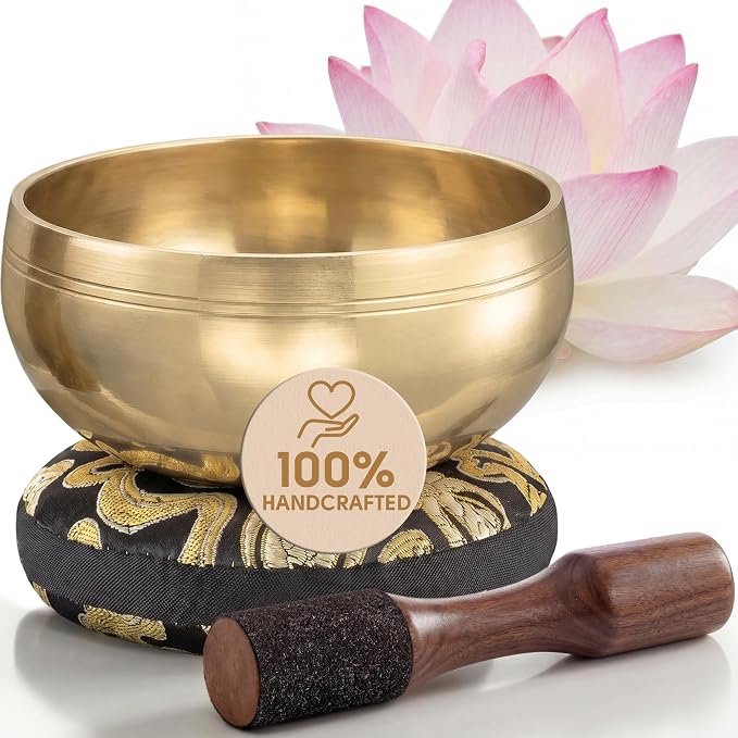 Silent Mind Tibetan Singing Bowl Set – Easy to Play & Beginner Friendly Meditation Bowl with Cushion & Mallet | Stress Relief & Mindfulness | Gift-Ready