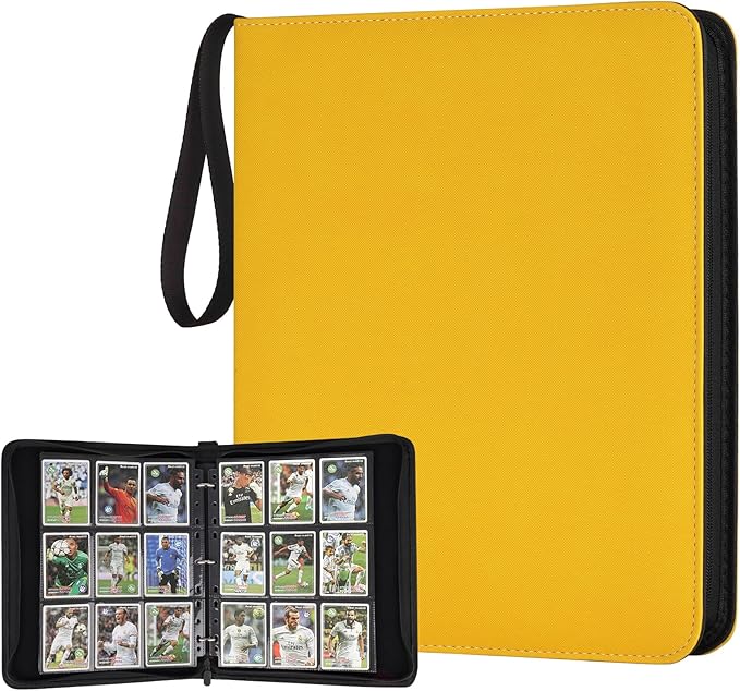 GERMUN 9 Pocket Card Binder, Premium Zip Trading Card Binder, 720 Double Sided Pocket PU Card Collection Binder, Collector Card Album, Card Folder for MTG, TCG, Sports Cards, Game Cards (YELLOW)