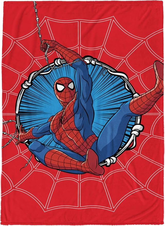 Jay Franco Kids Plush Throw Blanket – Soft & Cozy Fleece Throw for Bedroom & Couch Décor, Official Licensed Product, Red - Spiderman, 60x90 - Large Blanket