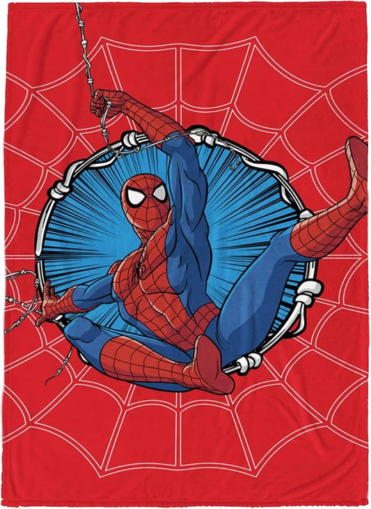 Jay Franco Kids Plush Throw Blanket – Soft & Cozy Fleece Throw for Bedroom & Couch Décor, Official Licensed Product, Red - Spiderman, 60x90 - Large Blanket