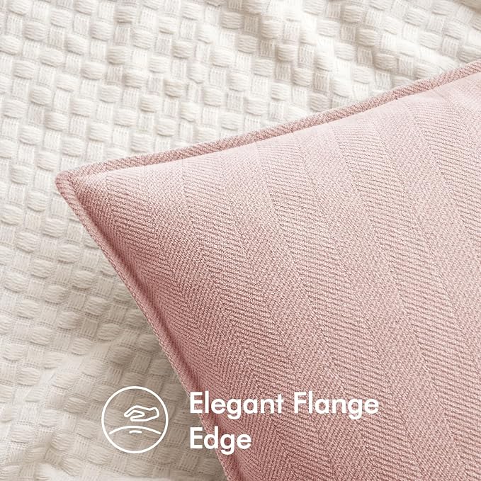 MIULEE Pack of 2 Pink Decorative Chenille Pillow Covers 18x18 Inch | Soft Couch Throw Pillows,Farmhouse Cushion Covers with Elegant Design for Sofa,Bedroom,Living Room,Spring Home Decor