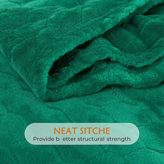 Fleece Blanket Super Soft Cozy Throw Blanket 50" x 60", Lightweight Fuzzy Comfy Textured Flannel Blanket Warm Plush Throw Blankets for Couch, Sofa, Bed, Emerald