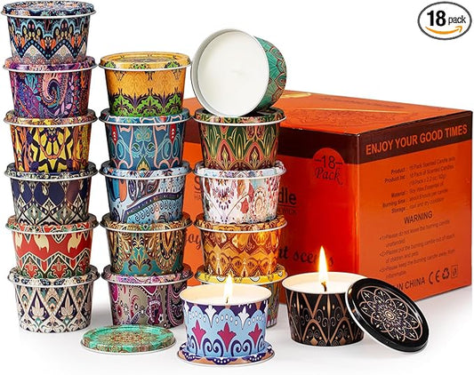 18 Pack Scented Candles Set,Soy Wax Travel Candles Bulk, Long Lasting Aromatherapy Candle Gift Set for Women, Home Fragrance, Mother's Day,Relaxation & Stress Relief