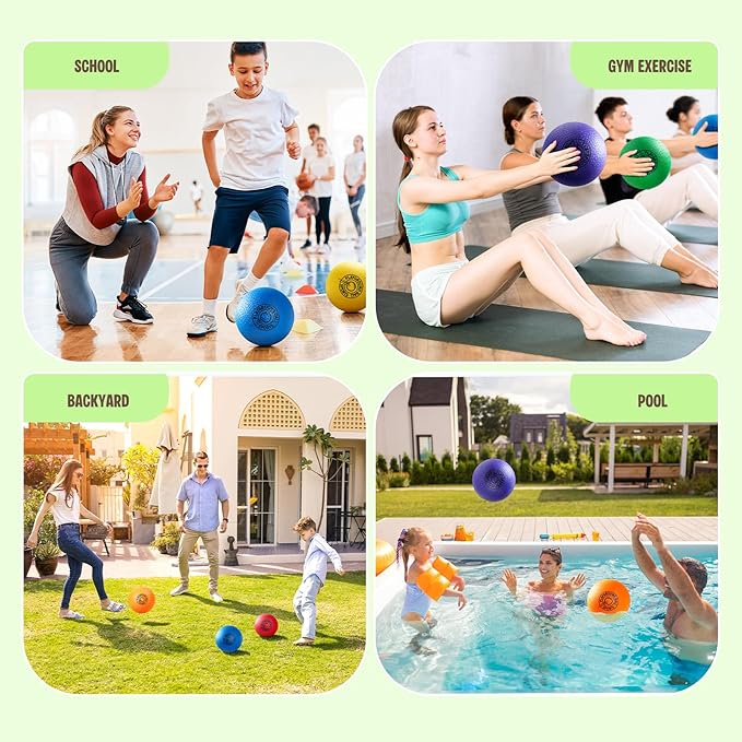 EVERICH 8.5 Inch Playground Balls Kickball Set, 6 Pack Soft Dodge Kick Ball Dodgeball Handball 4 Square Ball for Kids Adults, Outdoor Indoor Sports Yard Camp School Games Toys for Boys Girls with Pump