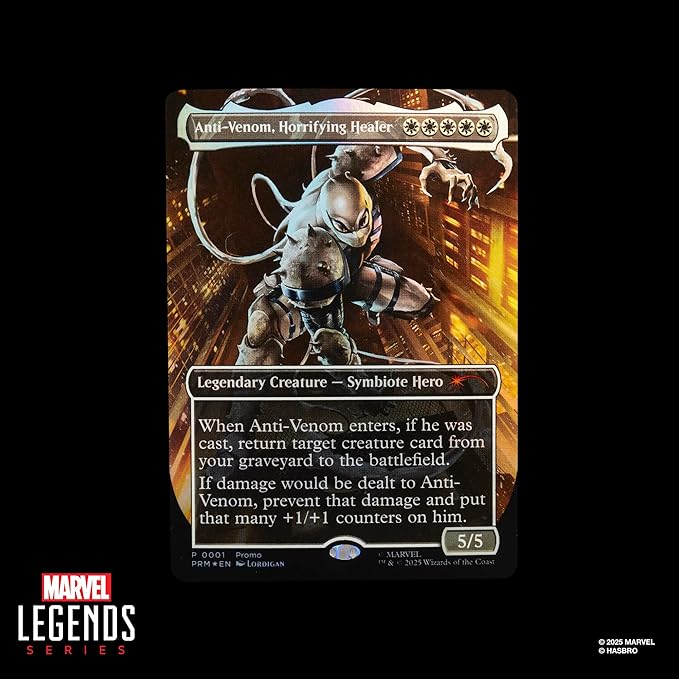 Marvel Legends Series Magic: The Gathering Agent Anti-Venom, 6-Inch Spider-Man Action Figure Toy & Exclusive Foil Collectible Card Game Trading Card