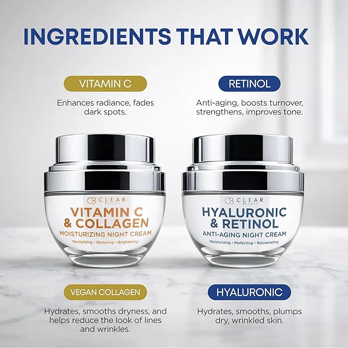 Clear Beauty Face Moisturizer Cream Value Set – Dermatologist Tested, Anti Aging, Korean Skin Care – Firms, Deep Hydration, Smooth & Rejuvenates Skin – Vegan, Clean Beauty, Cruelty Free – Pack of 2