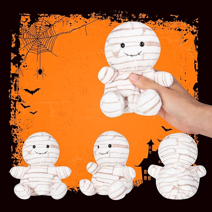 My OLi Halloween Plush Toys Set - Bat Mummy Ghost & Pumpkin - Polyester Spooky Decor for Home Party for Kids
