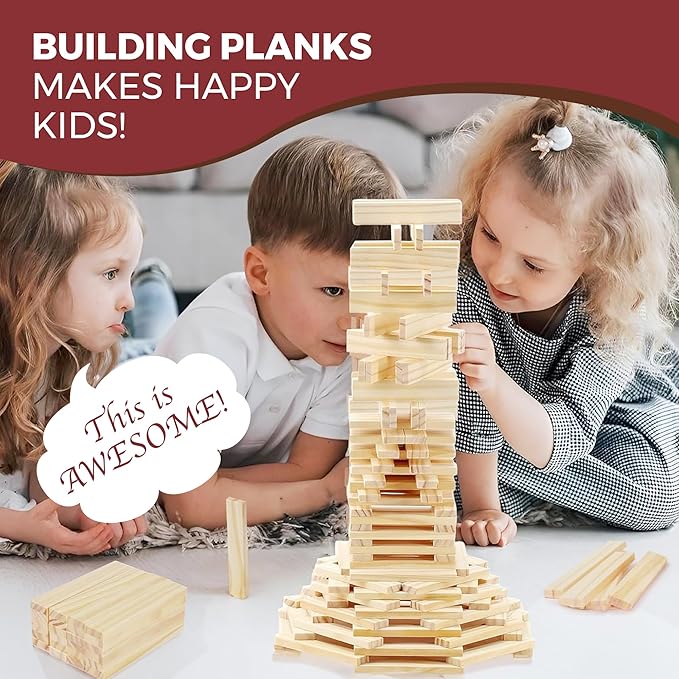 CHH Wooden Planks Building Set | 100pcs Wooden Building Blocks STEM Playset for Kids 3+ | Educational Architecture for Kids STEM Building Toy