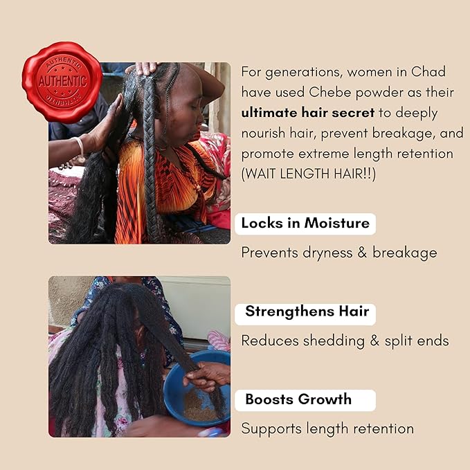 Original Chebe Castor Hair Growth Oil (8oz) – Made in USA Longer Thicker-Looking Hair with Rosemary – Authentic Chebe for All Hair Types Encourages Hair Retention for Lush, Vibrant Strands