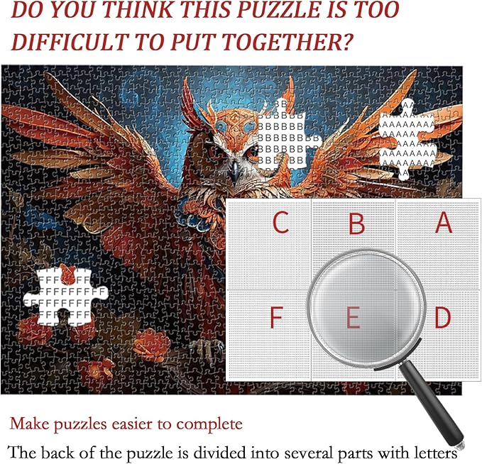 Night Owl Puzzles for Adults 1000 Pieces, Impossible Hard Challenge Jigsaw Puzzle for Kids Perfect for Game Night Finished Size 27" x 20"