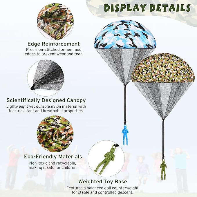 Parachute Toy for Kids, Army Outdoor Toys Flying Parachute Men, Inside & Outside Toys for or 3 4 5 6 7 8 9 10 11 12 Year Old, Christmas Stocking Stuffers for Kids Idea 2025 Unique Boys Party Favors