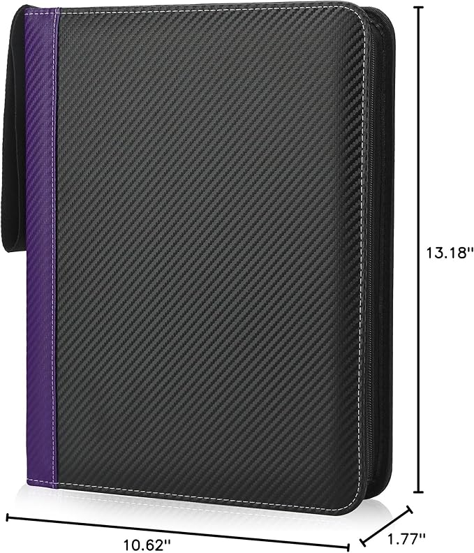 9 Pockets Trading Card Binder with Sleeves Card Organizer, 900 Double Sided Pocket PU Card Collection Binder, Baseball Binder,for Sports Card, MTG, TCG Yugioh Card (Purple)