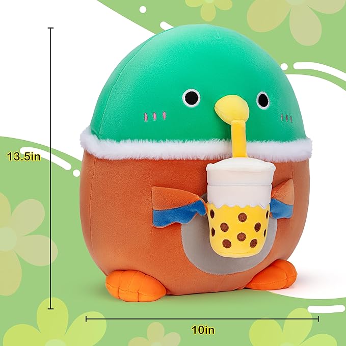 Original 13.5-inch Duck Pillow Stuffed Animal Toy Plush,Big Size Soft Cute Fat Cuddle Huggable Plushie Toys,Gift for Kids Family Girls Boys