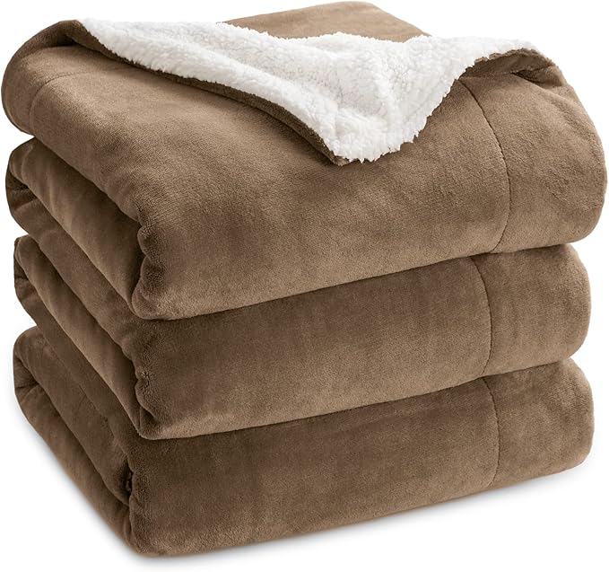 Bedsure GentleSoft Sherpa Fleece Blankets King Size for Bed, Non-Heated, Thick and Warm Throw for Women and Men, Soft Fuzzy Plush King Blanket for Winter, Camel, 108x90 Inches