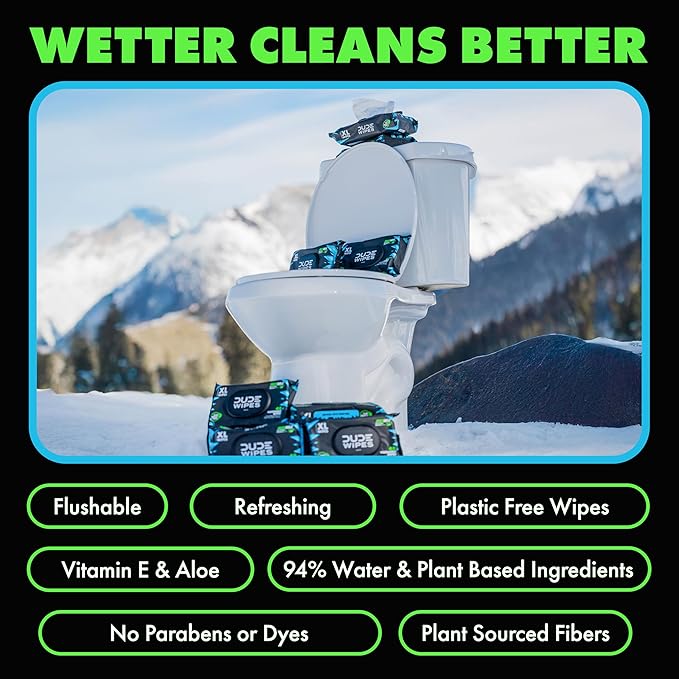 DUDE Wipes MentHOLE XXtreme Flushable Wipes - Menthol Infused Extra-Large Adult Wet Wipes - 3 Pack (144 Count) - Infused with Menthol for a Cooling Sensation - Septic and Sewer Safe