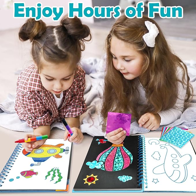 FUNNYB&G Foil Art Crafts for Kids Ages 4-8: Valentines Crafts for Kids 2026,Birthday Gift for Girls,Art and Crafts Supplies,Party Favors,Creative Toys for Girls Boys 4 5 6 7 8 9 Years Old (Vehicle)