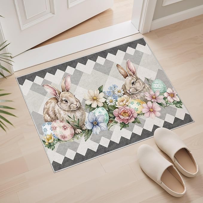 cotiled Area Rug for Living Room, Washable Non-Slip Large Area Rug, Indoor Floor Carpet Low Pile Soft Boho Farmhouse Rug for Bedroom Dining Room Grey 2x3