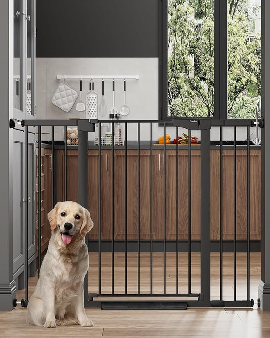 Cumbor 36" Extra Tall 29.7-51.5" Baby Gate for Stairs, Easy Walk Through Dog Gates for Doorways Extra Wide, Pressure Mounted Tall Pet Gate Indoor, Safety Auto-Close Child Gate for Kids, Black