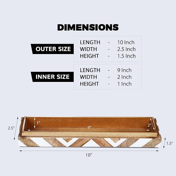 Handicrafts Home White Decorative Storage Box with Lid Wood Entryway Organizer Key Holder Box Console Table Storage for Hallway – Resin Inlay Marquet Array Collection- 10x2.5x1.5