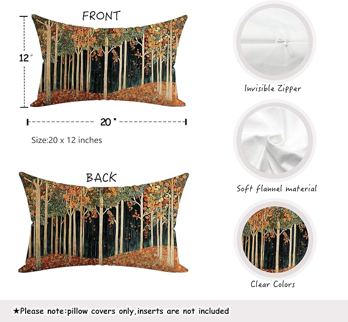 Rustic William Morris Inspired Autumn Forest Decor Pillow Covers 18x18 Double-Sided, Fall Home Room Decor,Vintage Botanical Nature Decorative Throw Pillow Covers for Home Bedroom Living Room