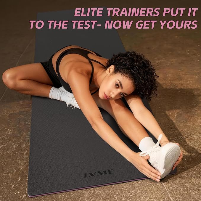 Thick Yoga Mat 72"x24" – 1/4" or 2/5" Option | Non-slip & anti-tear TPE, lightweight with carrying strap, beginner-friendly for women & men, yoga/pilates/floor workout
