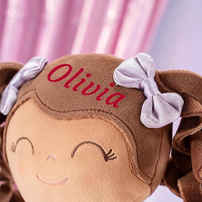 Gloveleya Personalized Ballerina Doll with Custom Name – Soft Plush Baby Girl Gift for Birthday, Christmas, Baby Shower & Keepsake – 13 Inch Lavender Ballet Girl Toy