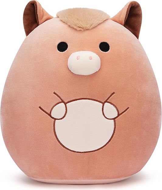Original 12-inch Horse Plush Pillow Stuffed Animal Toy,Big Size Soft Cute Fat Cuddle Huggable Plushie,Gift for Kids