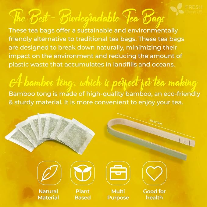 FreshDrinkUS, Premium 10 Mullein Leaf Tea Bags for Lungs, 100% Natural & Pure Mullein Leaves. Mullein Herbal Tea. Made with Natural Material Tea Bags. No Sugar, No Caffeine, No Gluten, Vegan.